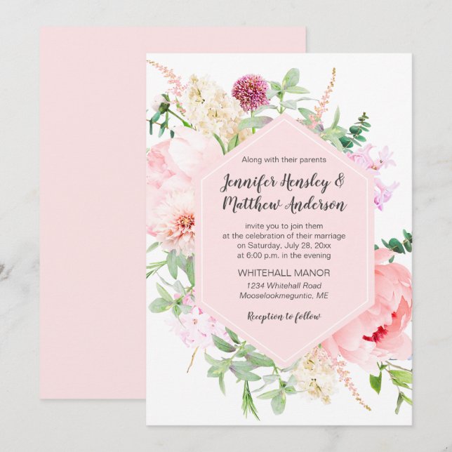 Wild Watercolor Garden Wedding | Einladung (Vorne/Hinten)