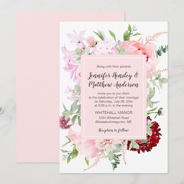 Wild Watercolor Garden Wedding | Einladung (Vorne/Hinten)