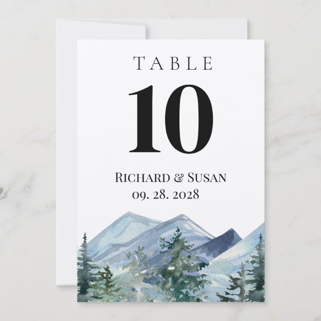 Wild Watercolor Wedding Tischnummer Card (Vorderseite)