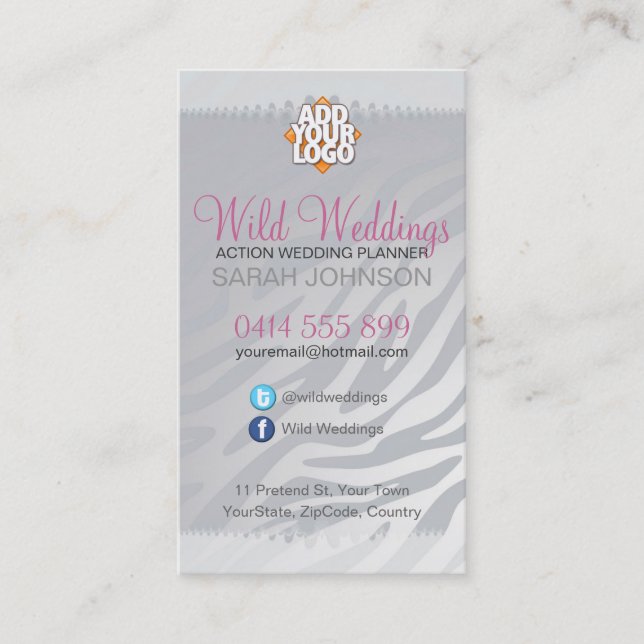 Wild Wedding Animal Print Sleek Business Card Visitenkarte (Vorderseite)