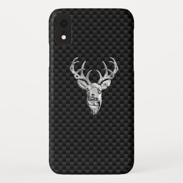 Wild weißer Schwanz Hirsch auf Carbon Fibre Style  Case-Mate iPhone Hülle (Rückseite)