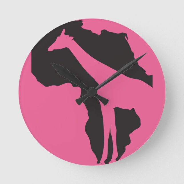 " Wild weit entferntes Afrika." Runde Wanduhr (Vorderseite)