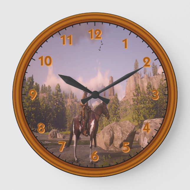 Wild-West-Acrylmauer-Uhr Große Wanduhr (Vorderseite)