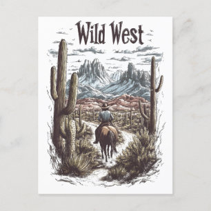 Wild West Adventure Illustration Postkarte