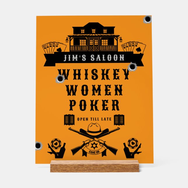 Wild West Americana Poker Acrylschild (Vorderseite)