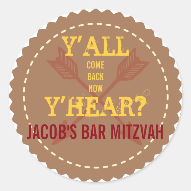 WILD WEST Bar Mitzvah Einladung Aufkleber Siegel (Vorderseite)
