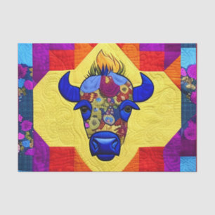 Wild West Bison quilt like Design Seidenpapier