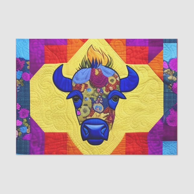 Wild West Bison quilt like Design Seidenpapier (Vorderseite)