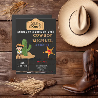 Wild West Cactus Birthday Boy Magneteinladung