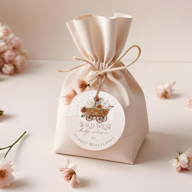 Wild West Country Western Floral Wagon Babydusche Geschenkanhänger (Wild West Country Western Floral Wagon Baby Shower Favor Tags)