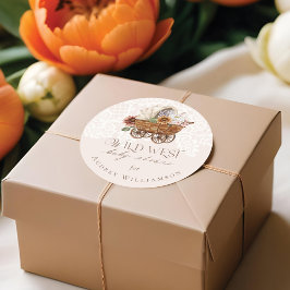 Wild West Country Western Floral Wagon Babydusche Runder Aufkleber