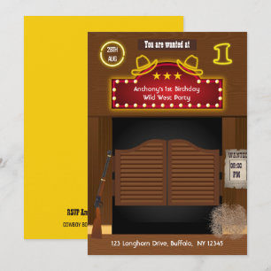 Wild West Cowboy 1. Geburtstagsfeier Einladung