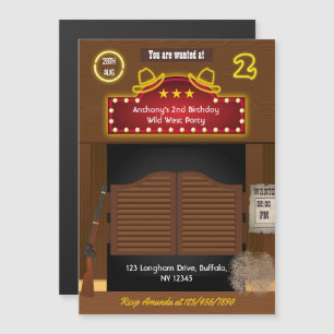 Wild-West-Cowboy-2. Geburtstagsfeier Magneteinladung