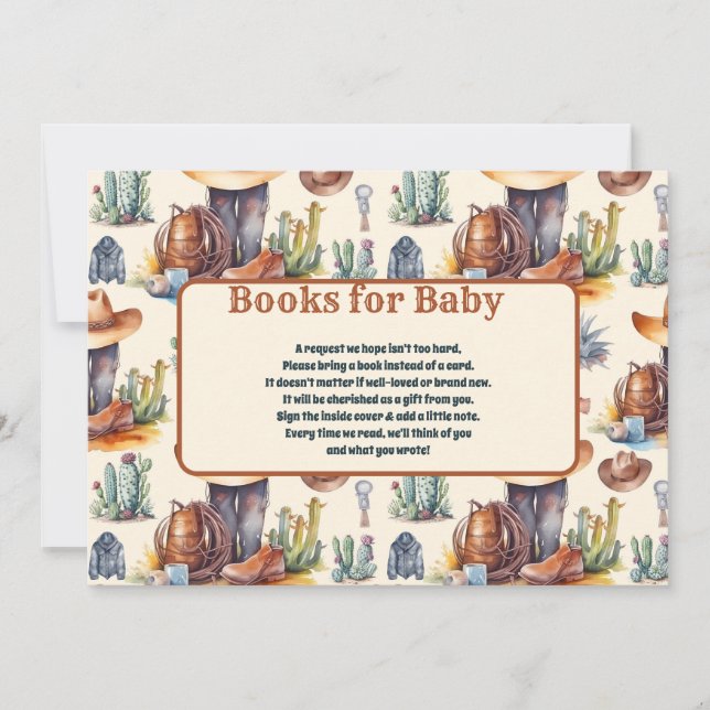 Wild West Cowboy Baby Shower Books for Baby Einladung (Vorderseite)