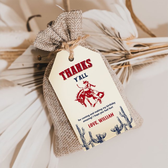 Wild West Cowboy Birthday Party Danke für Ihre Unt Geschenkanhänger (Von Creator hochgeladen)