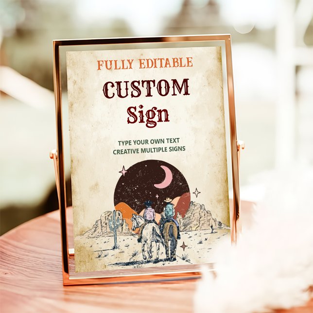 Wild West Cowboy Birthday Party Table Sign Poster (Von Creator hochgeladen)