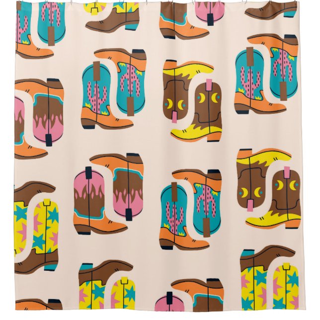Wild West Cowboy Boots: Modekonzepte Muster Duschvorhang (Vorderseite)