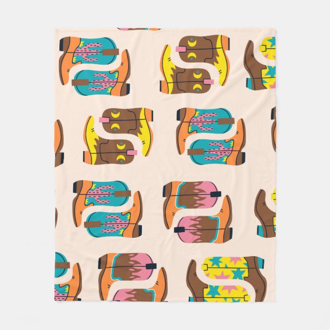 Wild West Cowboy Boots: Modekonzepte Muster Fleecedecke (Vorderseite)