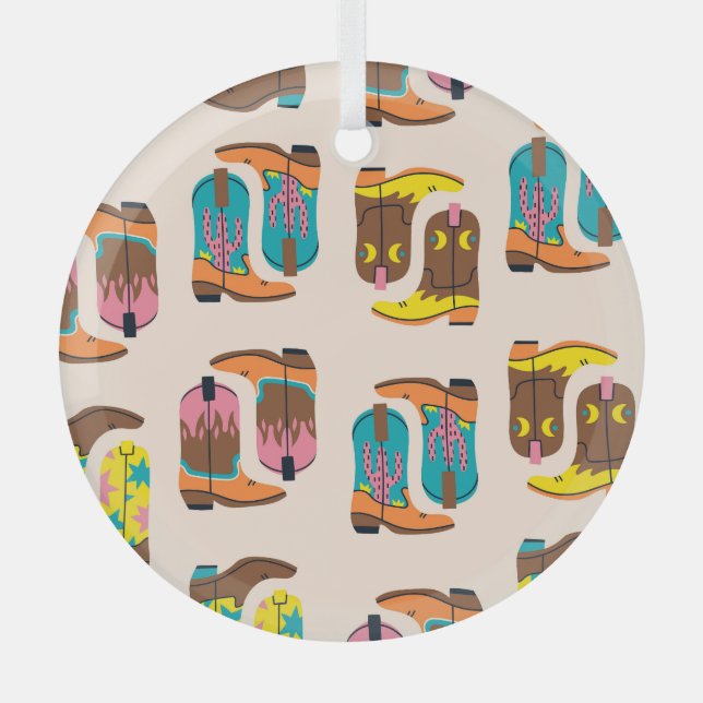 Wild West Cowboy Boots: Modekonzepte Muster Ornament Aus Glas (Vorderseite)