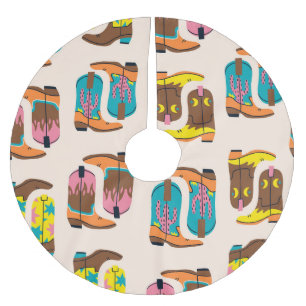 Wild West Cowboy Boots: Modekonzepte Muster Polyester Weihnachtsbaumdecke