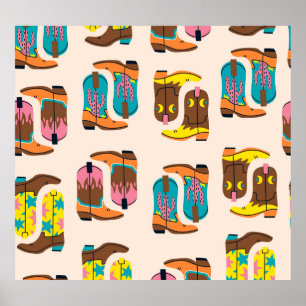 Wild West Cowboy Boots: Modekonzepte Muster Poster