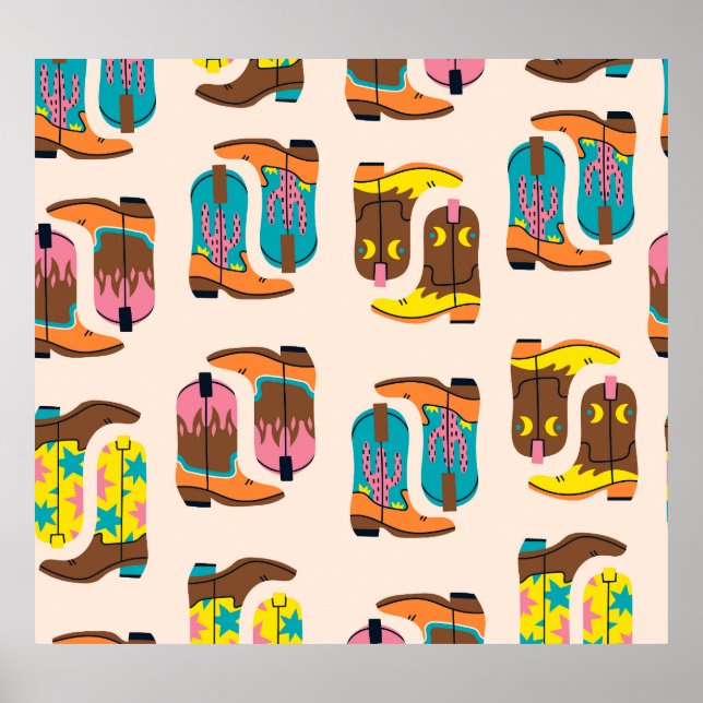 Wild West Cowboy Boots: Modekonzepte Muster Poster (Vorne)