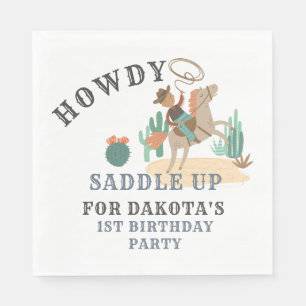 Wild West Cowboy Boy 1. Geburtstag Serviette