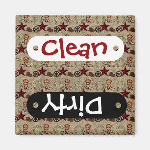 Wild West Cowboy Country Western auf Burlap Patter Magnet