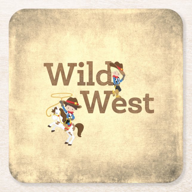 Wild West Cowboy Cowgirl Western Theme Rechteckiger Pappuntersetzer (Vorderseite)