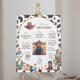 Wild West Cowboy First Birthday Milestone Sign Poster