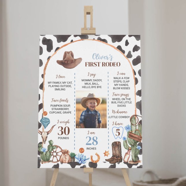 Wild West Cowboy First Birthday Milestone Sign Poster (Von Creator hochgeladen)