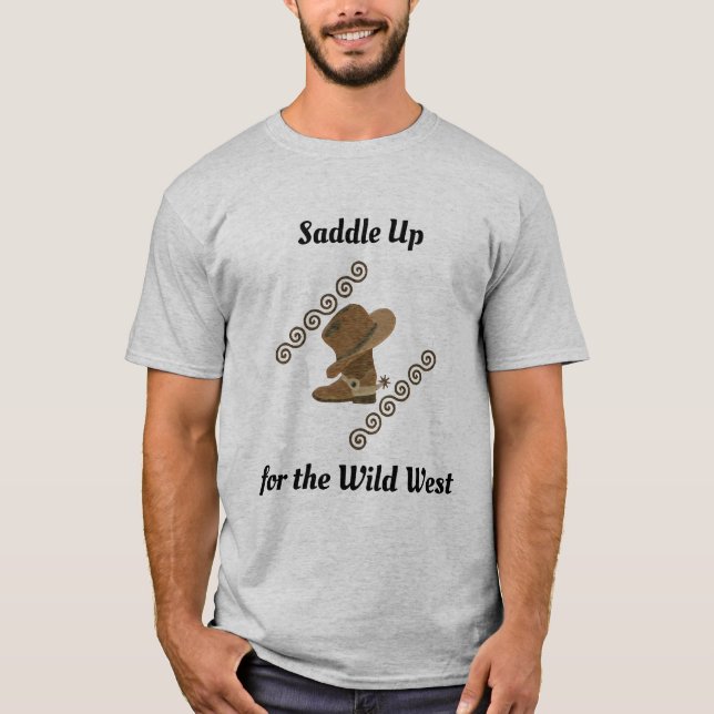 Wild West Cowboy Hat auf Cowgirl Boots T-Shirt (Vorderseite)