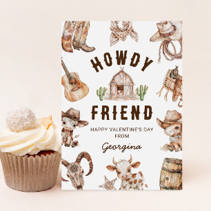 Wild West Cowboy Kids Valentinstag Feiertagskarte