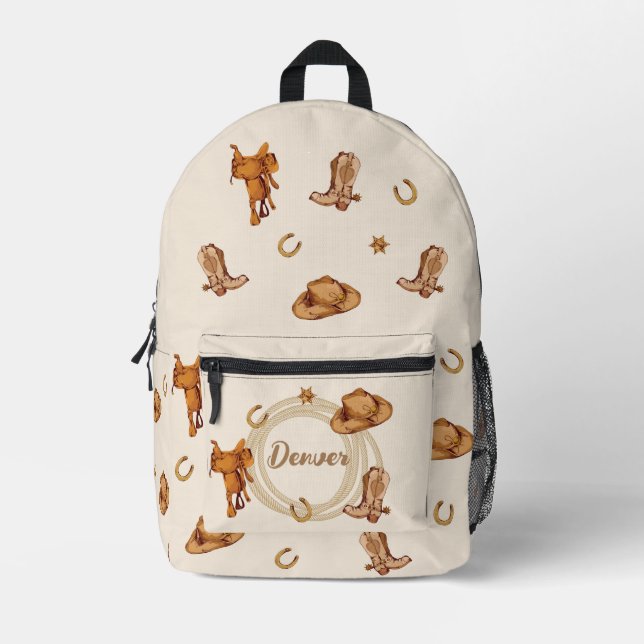 Wild West Cowboy Personalisation Gender Neutral Bedruckter Rucksack (Vorderseite)