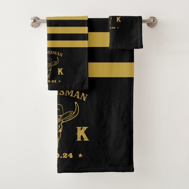 Wild West Cowboy Personalisierte Monogram-Trauzeug Badhandtuch Set (Insitu)