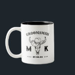 Wild West Cowboy Personalisierte Trauzeugen Monogr Zweifarbige Tasse<br><div class="desc">Personalisierte Geschenke für Trauzeugen mit alten Western Cowboy Thema. Dekoriert mit Cowboyhut mit Vintagem Western Schriftart. Text- und Hintergrundfarbe können mit dem Design-Tool bearbeitet werden,  um Ihren Bedürfnissen gerecht zu werden. Holen Sie sich dieses individuelles Geschenk für Hochzeiten,  Bachelor-Party,  Verlobungsfeier oder andere besondere Anlässe.</div>