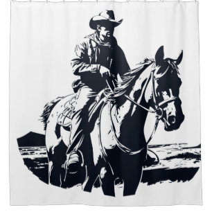 Wild West Cowboy Pferdereiten Duschvorhang