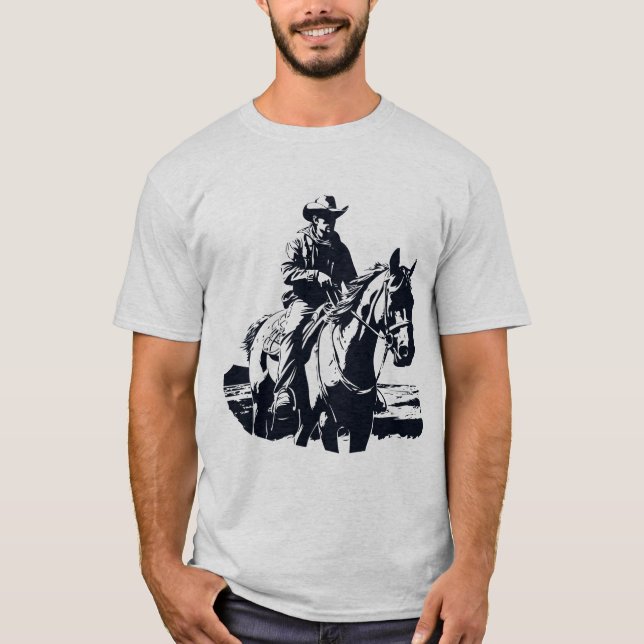 Wild West Cowboy Pferdereiten T-Shirt (Vorderseite)
