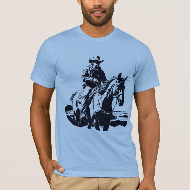 Wild West Cowboy Pferdereiten T-Shirt (Vorderseite)