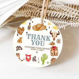 Wild West Cowboy Rodeo Baby Shower Geschenkanhänger