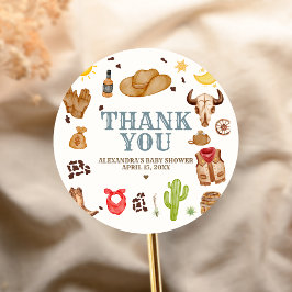 Wild West Cowboy Rodeo Baby Shower Runder Aufkleber