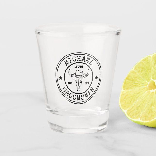 Wild West Cowboy Rustikales Logo - individuelle Tr Schnapsglas (Vorderseite)