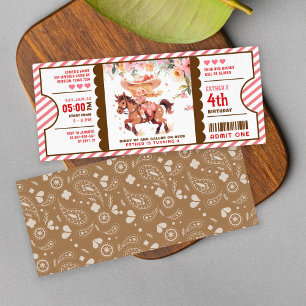 Wild-West-Cowgirl-Geburtsticket Einladung
