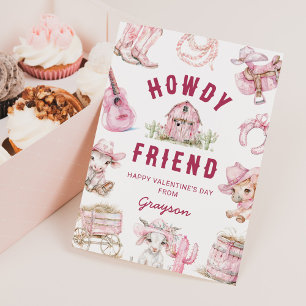 Wild West Cowgirl Kids Valentinstag Feiertagskarte