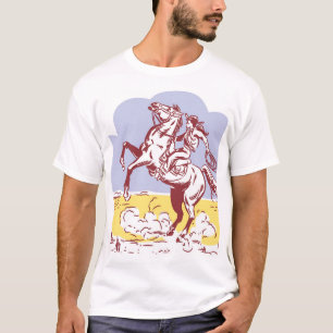 Wild West Cowgirl: Vintage Linie Zeichnend. T-Shirt