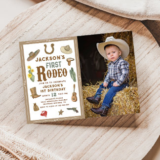 Wild West First Rodeo Cowboy Foto Einladung