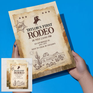 Wild West First Rodeo Einladung zum Geburtstag