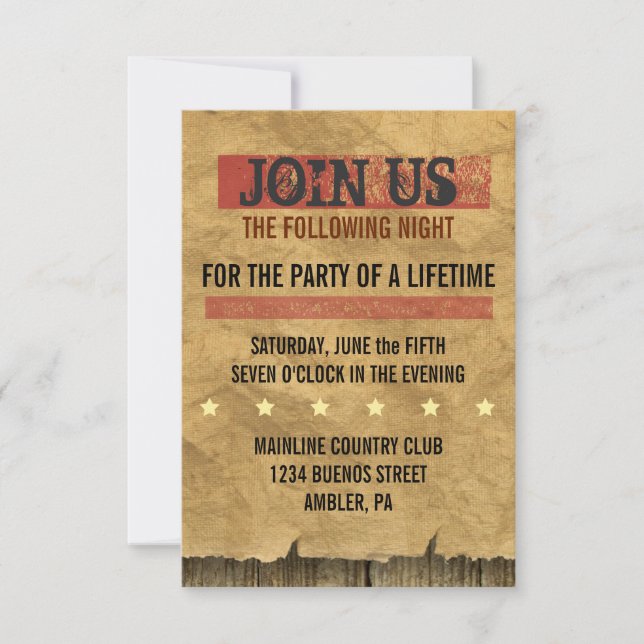 WILD WEST GEWOLLT Bar Bat Mitzvah Party Card Einladung (Vorderseite)