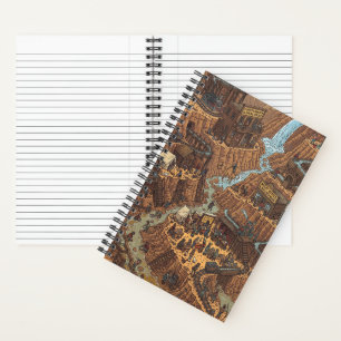 Wild-West-Goldrausch- und Boomtown-Illustration Notizbuch