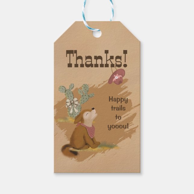 Wild West Graphic Cowgirl Desert Animal Geschenkanhänger (Vorderseite)